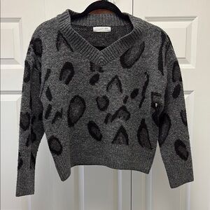 Grey Leopard Print Sweater